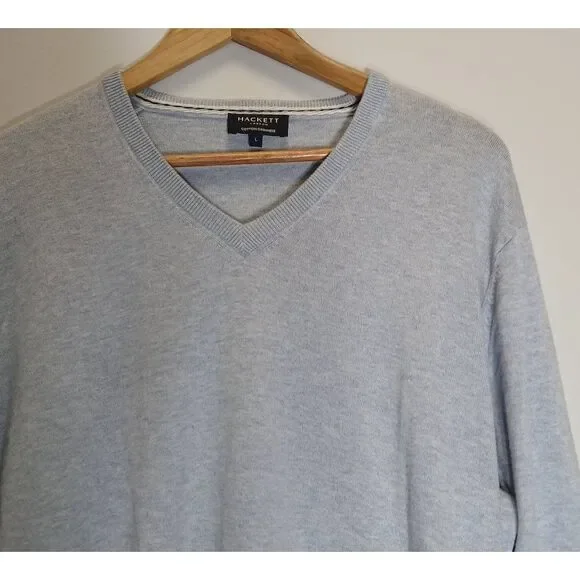 Hackett london mens large cotton cashmere sweater blue lightweight - Picture 4 of 9